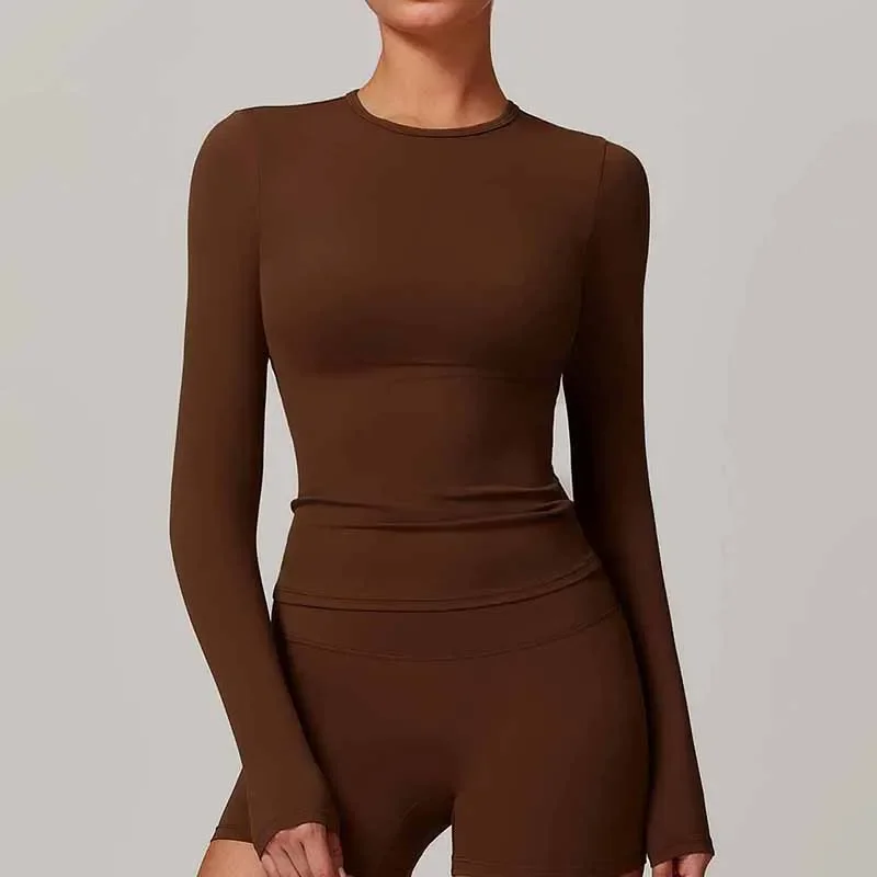 レディース クロップトップ フィットネス ヨガ Tシャツ 無地 スポーツトップ 長袖 ランニングシャツ へそ出し 速乾 ジムトップ スポーツウェア