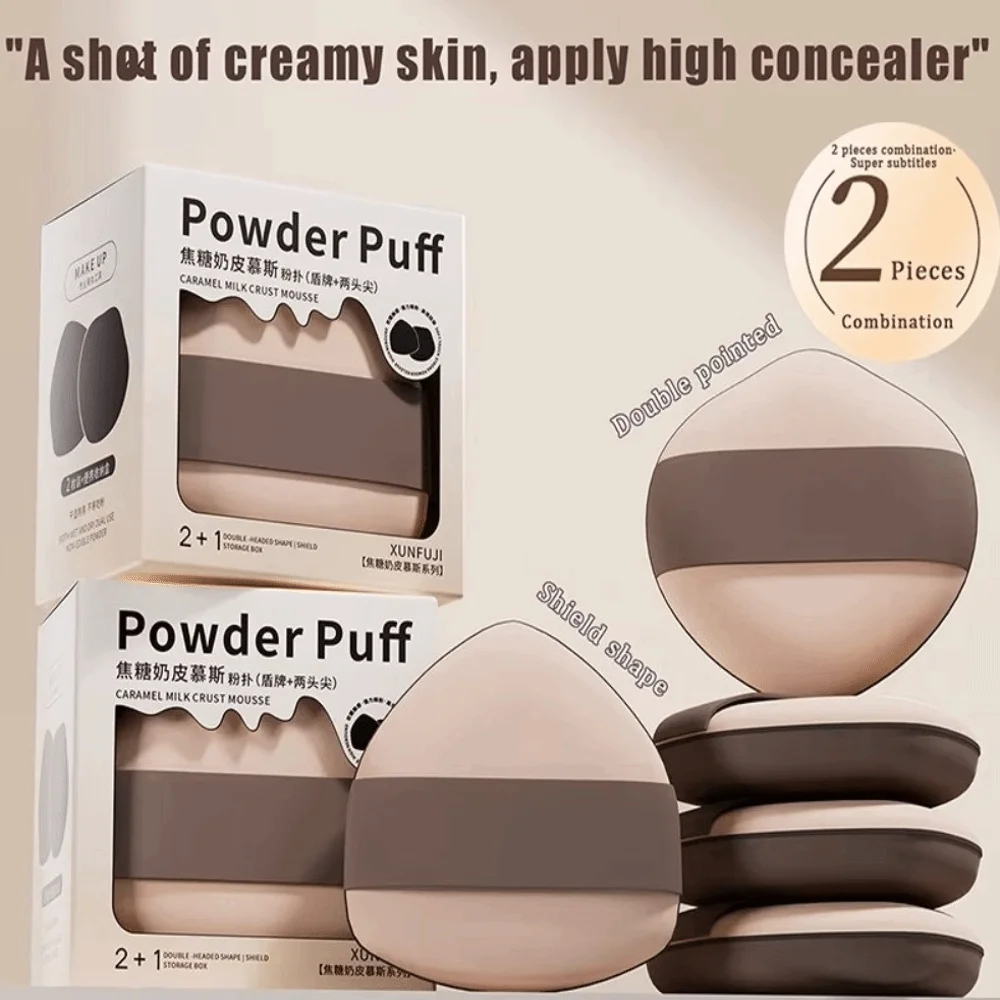 2Pcs Chocolate Velvet Makeup Blender Puff Soft Concealer Application Flocking Sponge Loose Powder Puffs Air Cushion Foundation