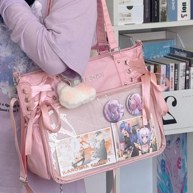 

Large Capacity Women's Ribbon Pain Bag Slant Crossbody Bag Commuter Single Shoulder Bag Forest System Student Class Handbag