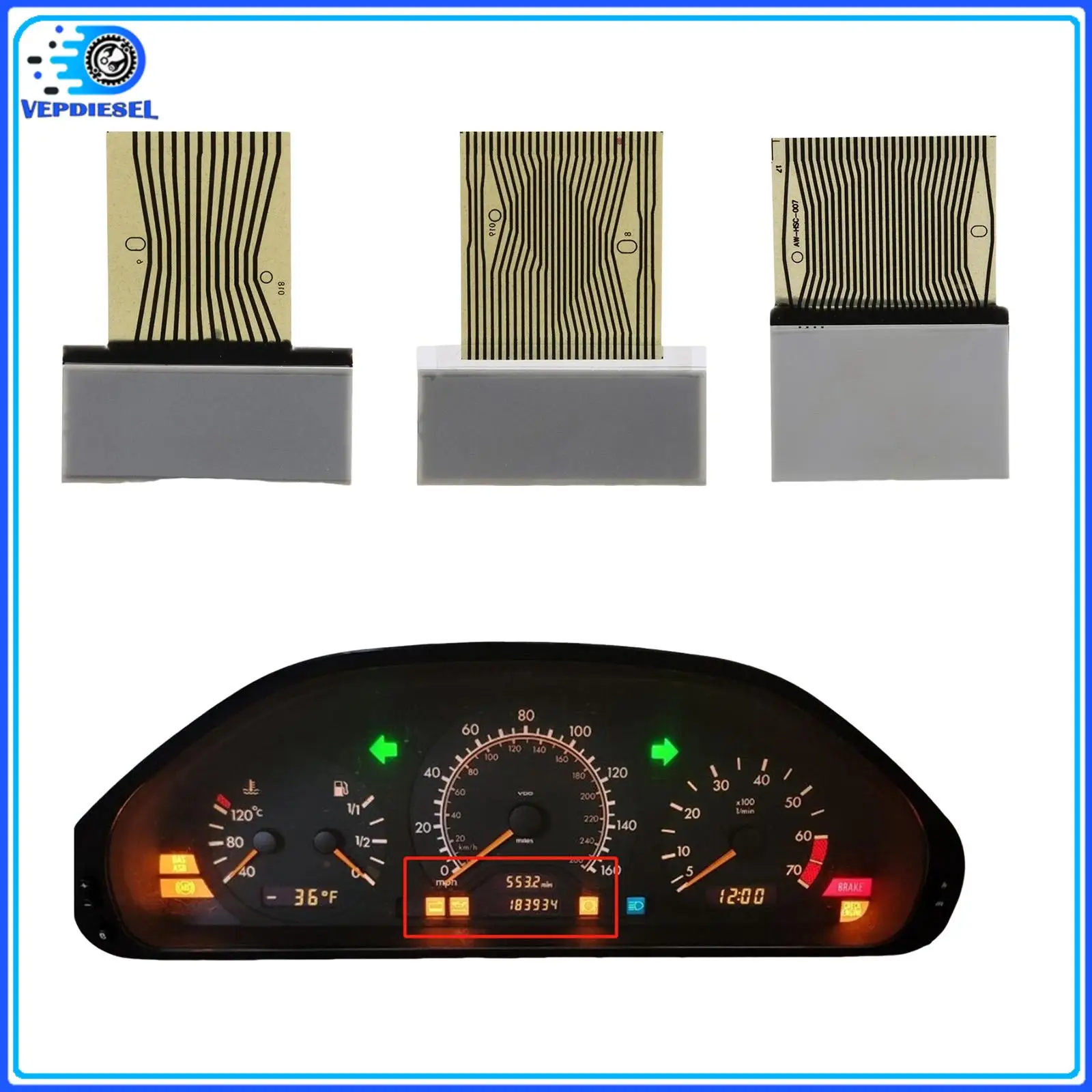

3Pcs Dashboard LCD Screen For Mercedes-Benz W202 W210 W208 R170 1998-2002 Car Accssories