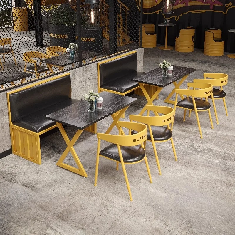 Modern Industrial Creative Iron Card Sofa Clear Bar Net Red Bistro Bar Table Chair Set For Milk Tea Shop Restaurant Barbecue