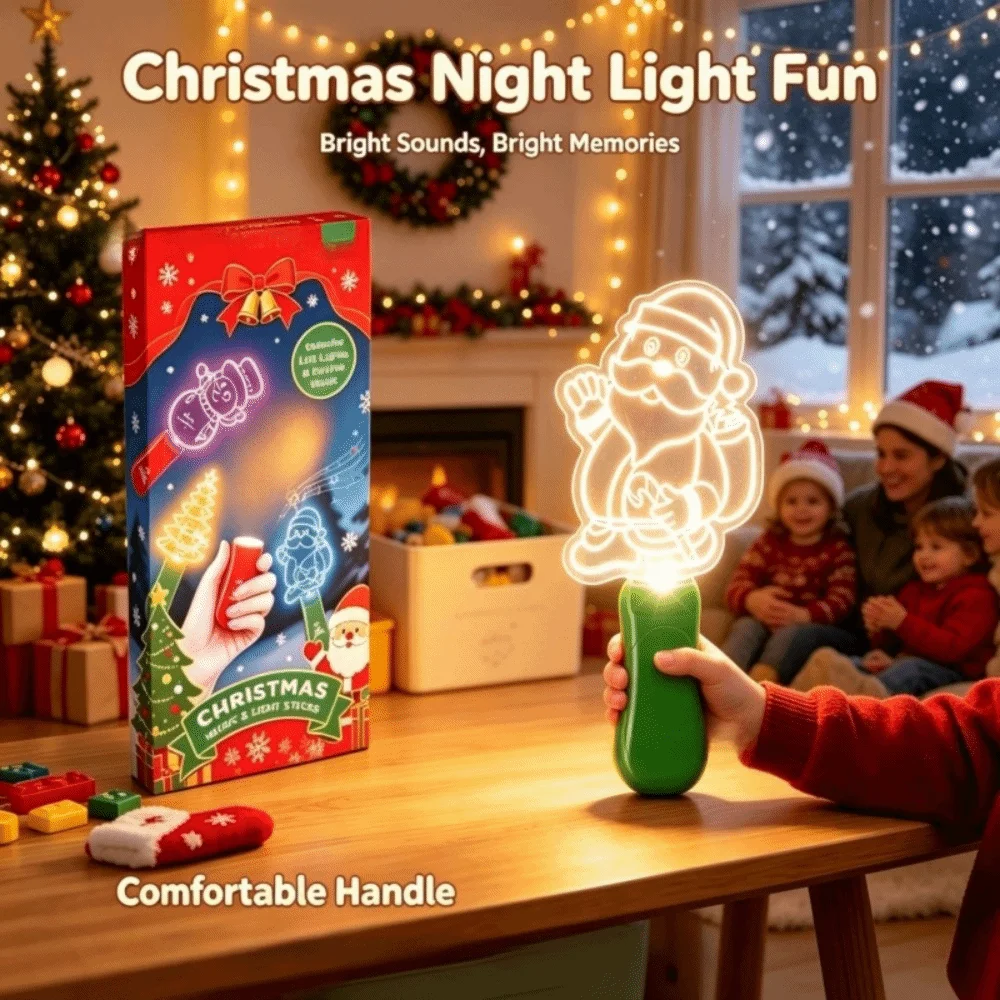 Halloween Lamp LED Glow Sticks with Sound Snowman Elk Colorful Christmas Wands Santa Claus Mini Handheld Night Lights Halloween