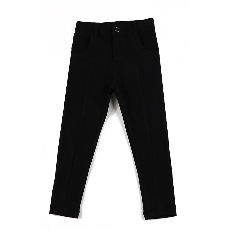 Jungen- und Mädchen-Lange Hosen Schwarze Baumwolle Familien-Set Taillenverstellbare Elastische Hosen Herbst/Winter Kinderkleidung Hosen mit Reißverschluss vorne – Detail 7