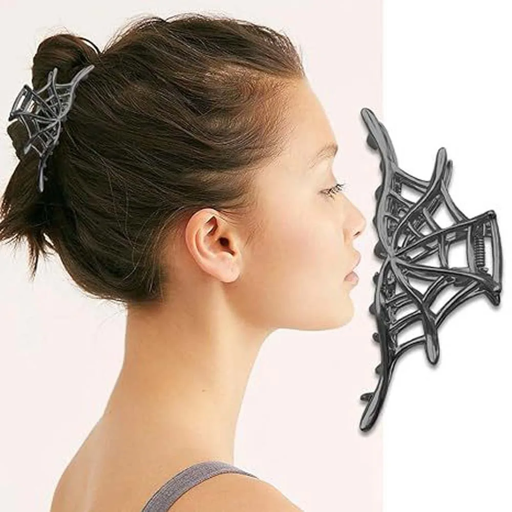 Hair Accessories Alloy Spider Shark Clip Hollow Soild Color Halloween Hair Claw Gothic Style Punk Metal Hair Clip Daily