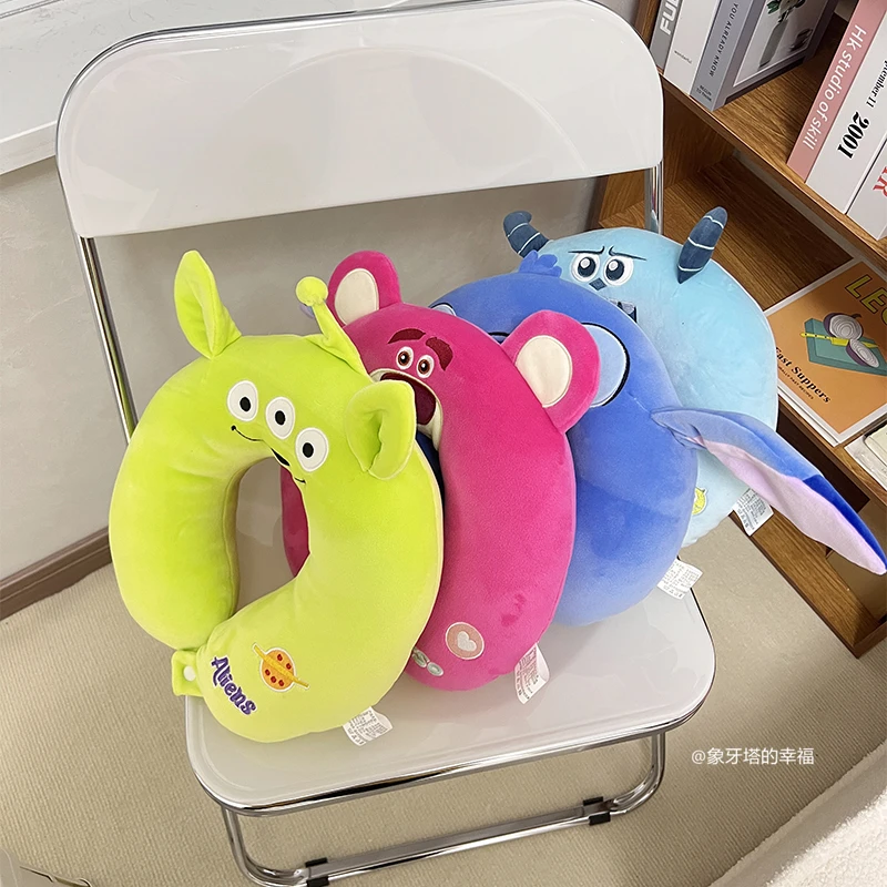 

Japanese Disney Stitch U-shaped Neck Pillow 3D Embroidery Neck Pillow Alien Sullivan Nap Pillow Lotso Travel Plane Pillow Gift