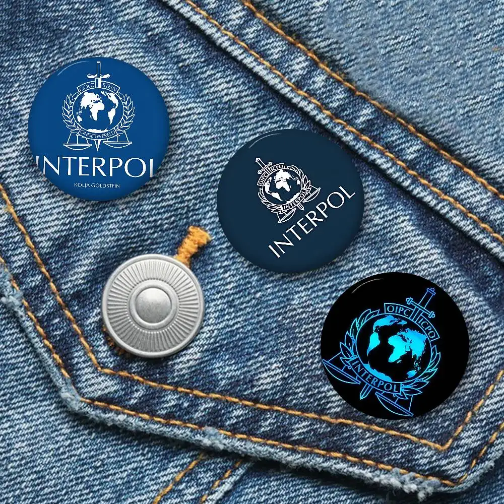 I-Interpol LOGO Photo Brooches Creative Round Badge Gifts Pins 32/44/58mm