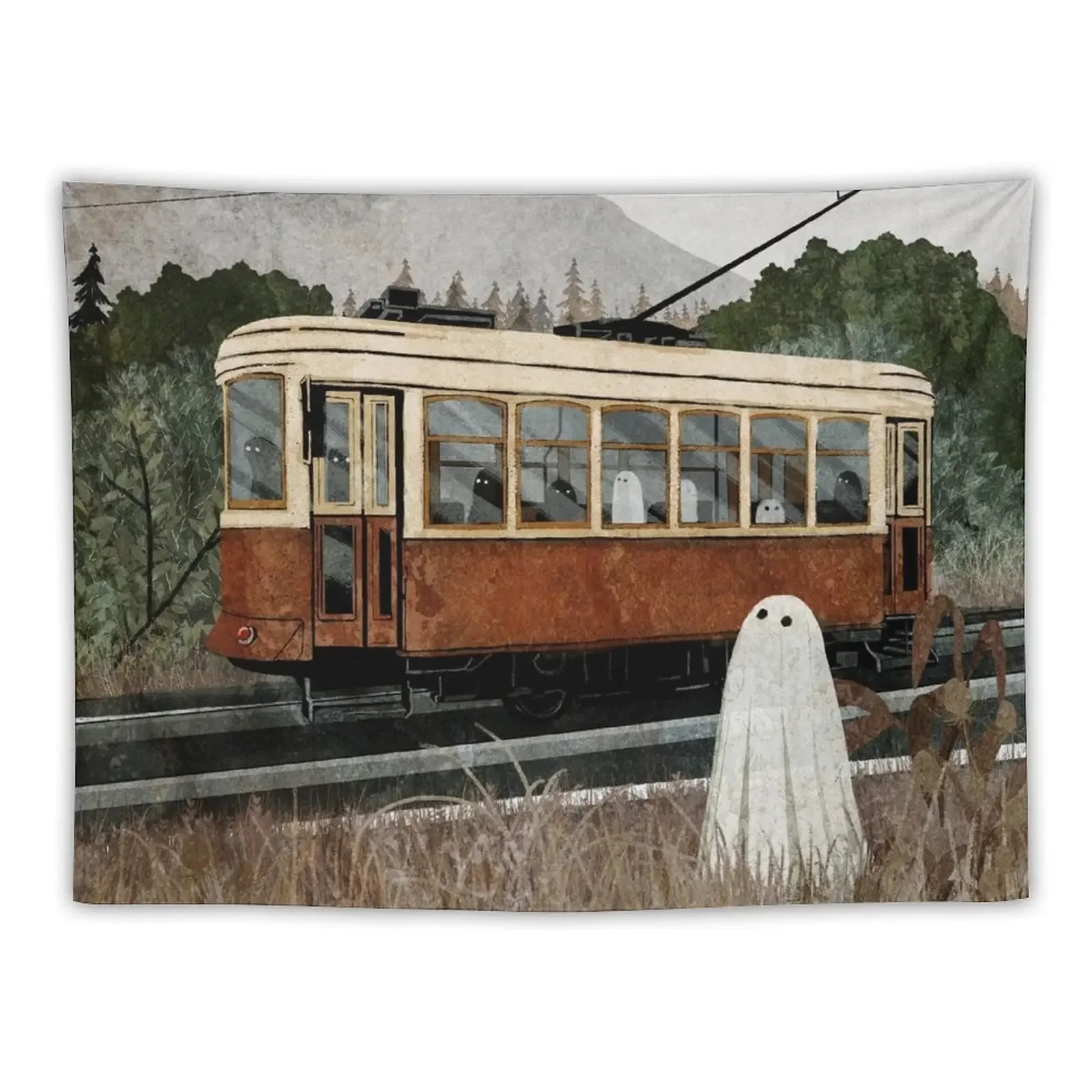 

Ghost Tram Tapestry Home Decoration Accessories Wall Coverings Japanese Room Decor Tapestry