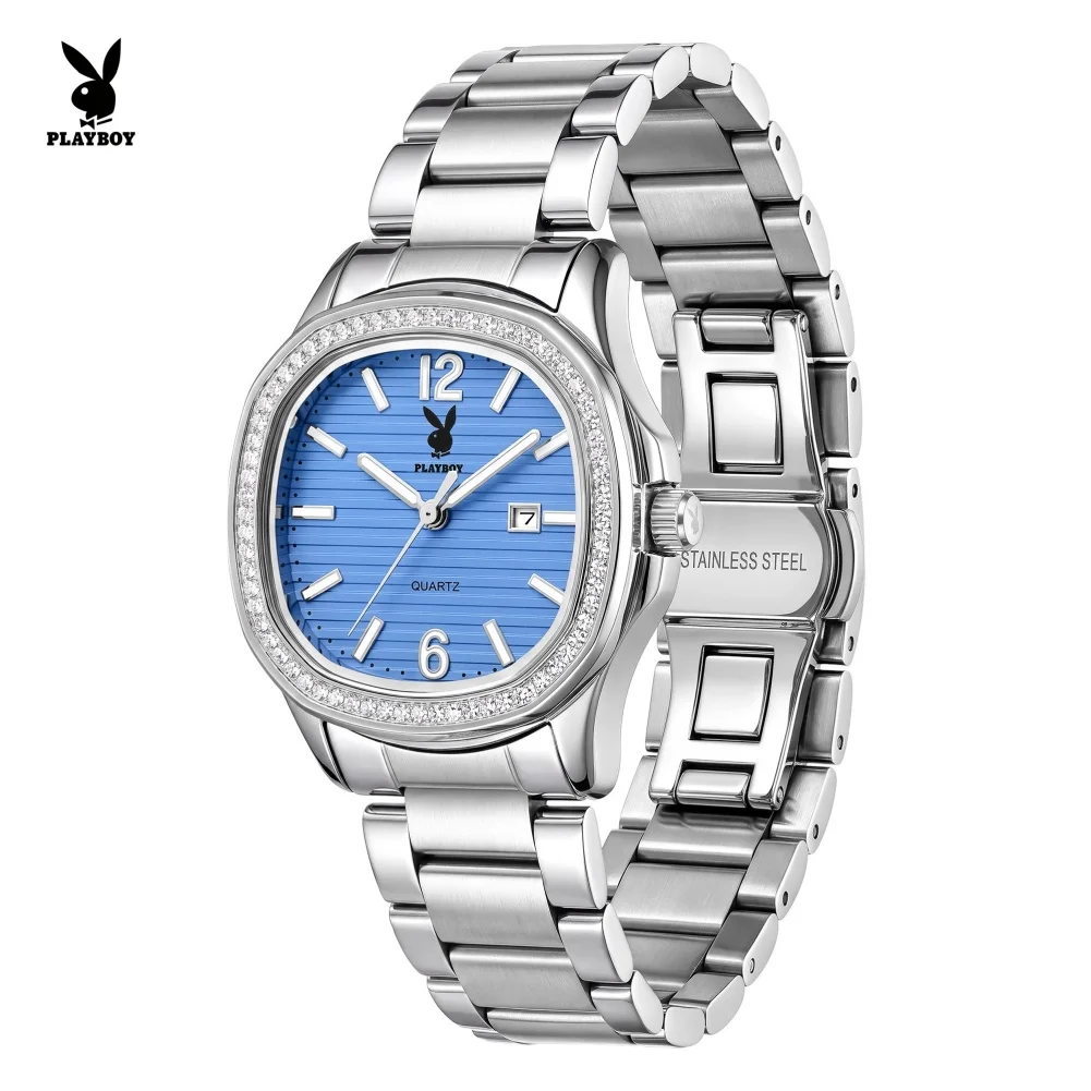PLAYBOY Watches for Women Original Stainless Steel Luxury Simple Fashion Ladies Watch Elegant Waterproof Luminous Woman Watch