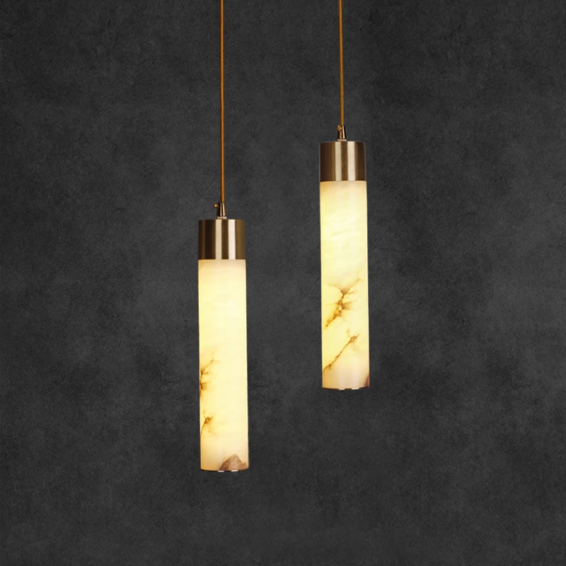 Modern Marble LED Pendant Light For Bedroom  Luxury Copper Pendant Lamp Nordic Living Room  Alabaster Hanging Lighting