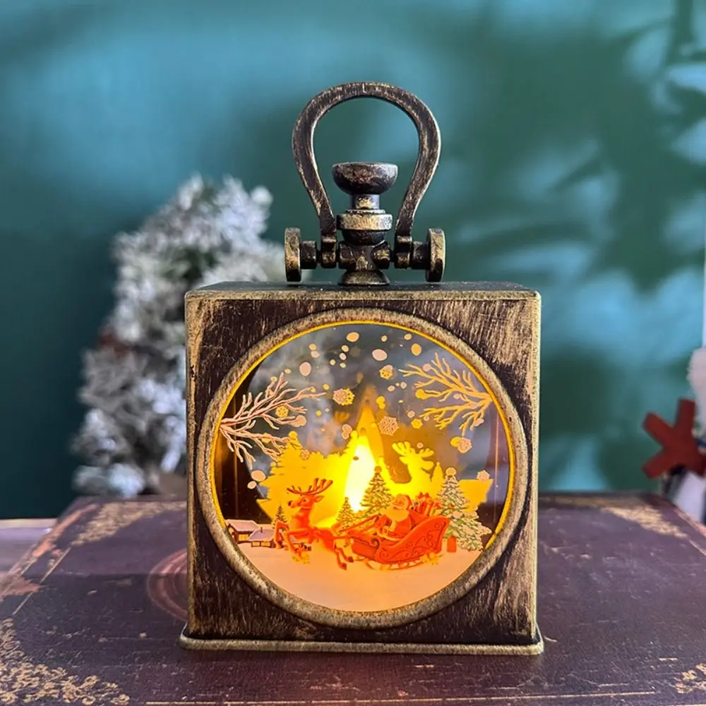 

illuminated Christmas Wind Lantern Christmas Tree Santa Christmas Portable Lantern Elk deer Atmosphere Christmas Hanging Lamp