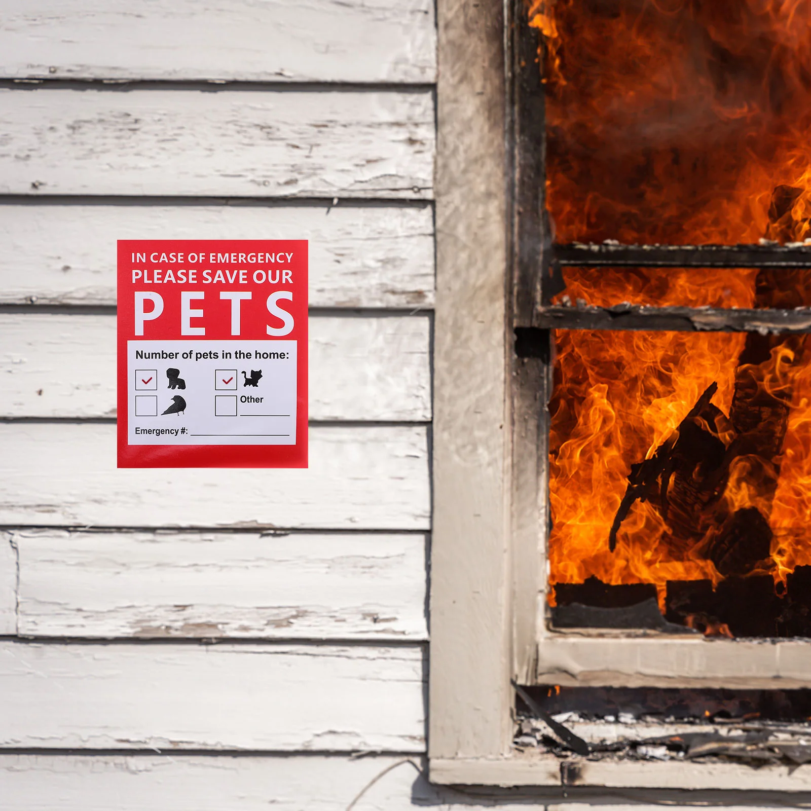 Pegatinas de 10 hojas para alerta de seguridad, accesorio de emergencia, buscador de puerta, ventana, Visor de mascotas, fuego en el hogar