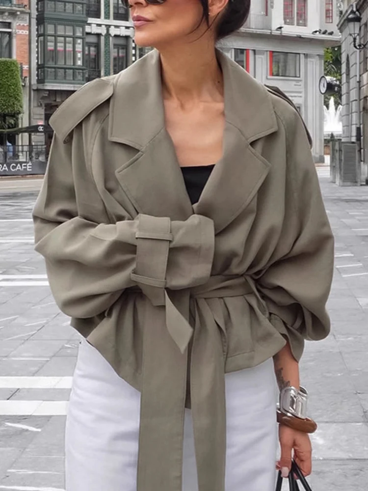 

European and American style 2025 autumn new women's design sense loose versatile faux suede lace-up top jacket