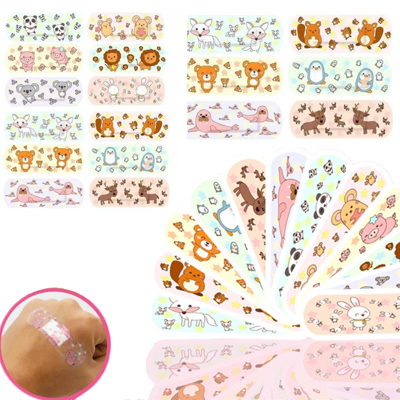 

100pcs/set Cartoon Animal Band Aid Cute Wound Dressing Patch Sticking Plasters for Children Adhesive Bandages Woundplast