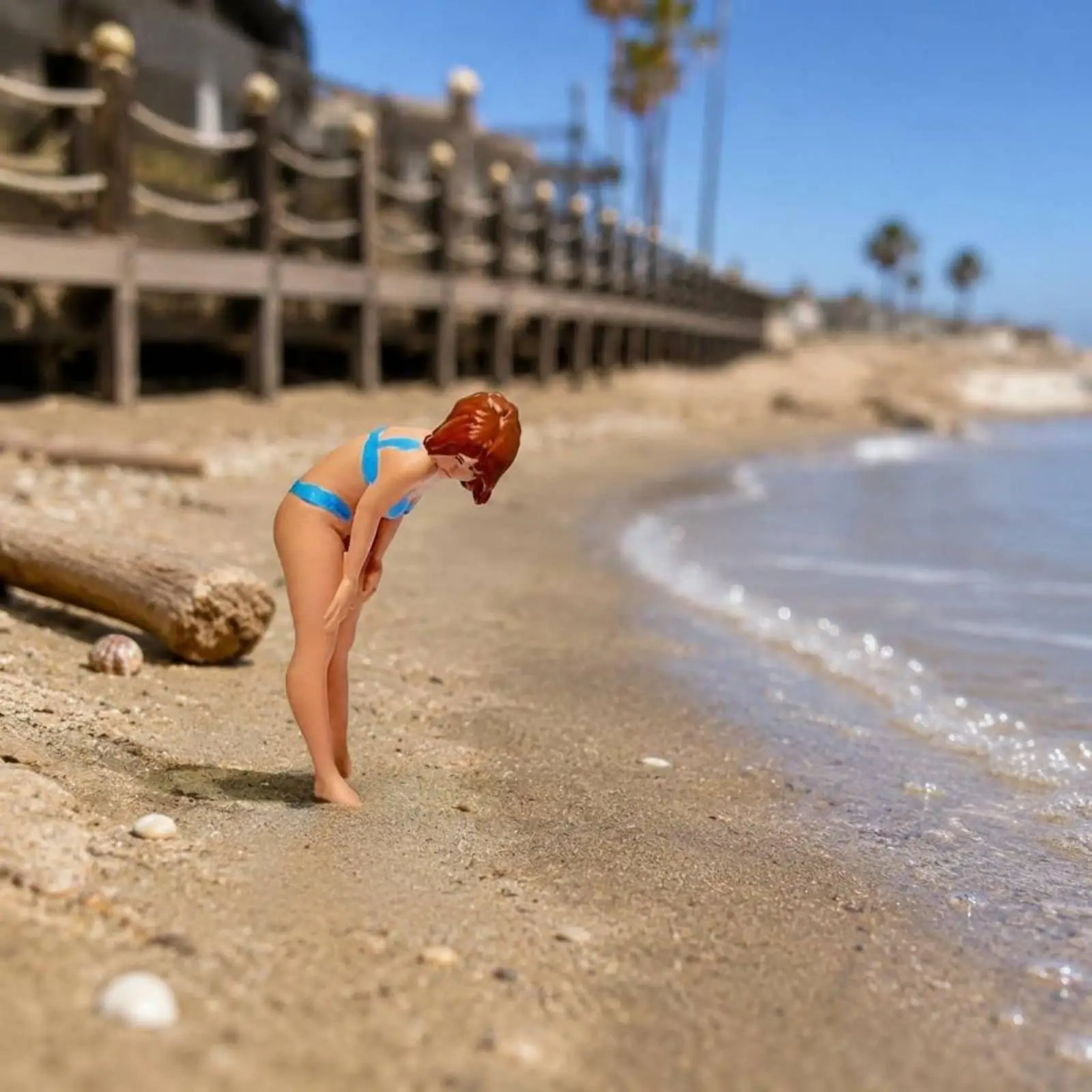 Beach Scene Figure Resin Bikini Lady Hand Painted 1 64 Scale Miniatures for Diorama Dollhouse Poolside Decor