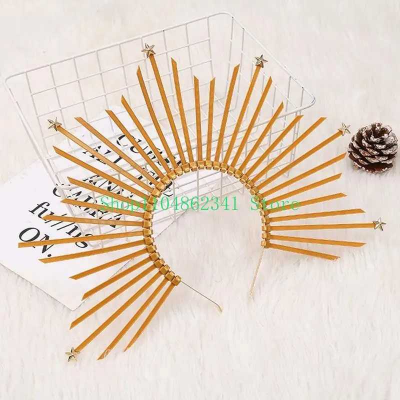 

652F Crown Baroque Crown Hair Crown Cosplay Headdress for Sun