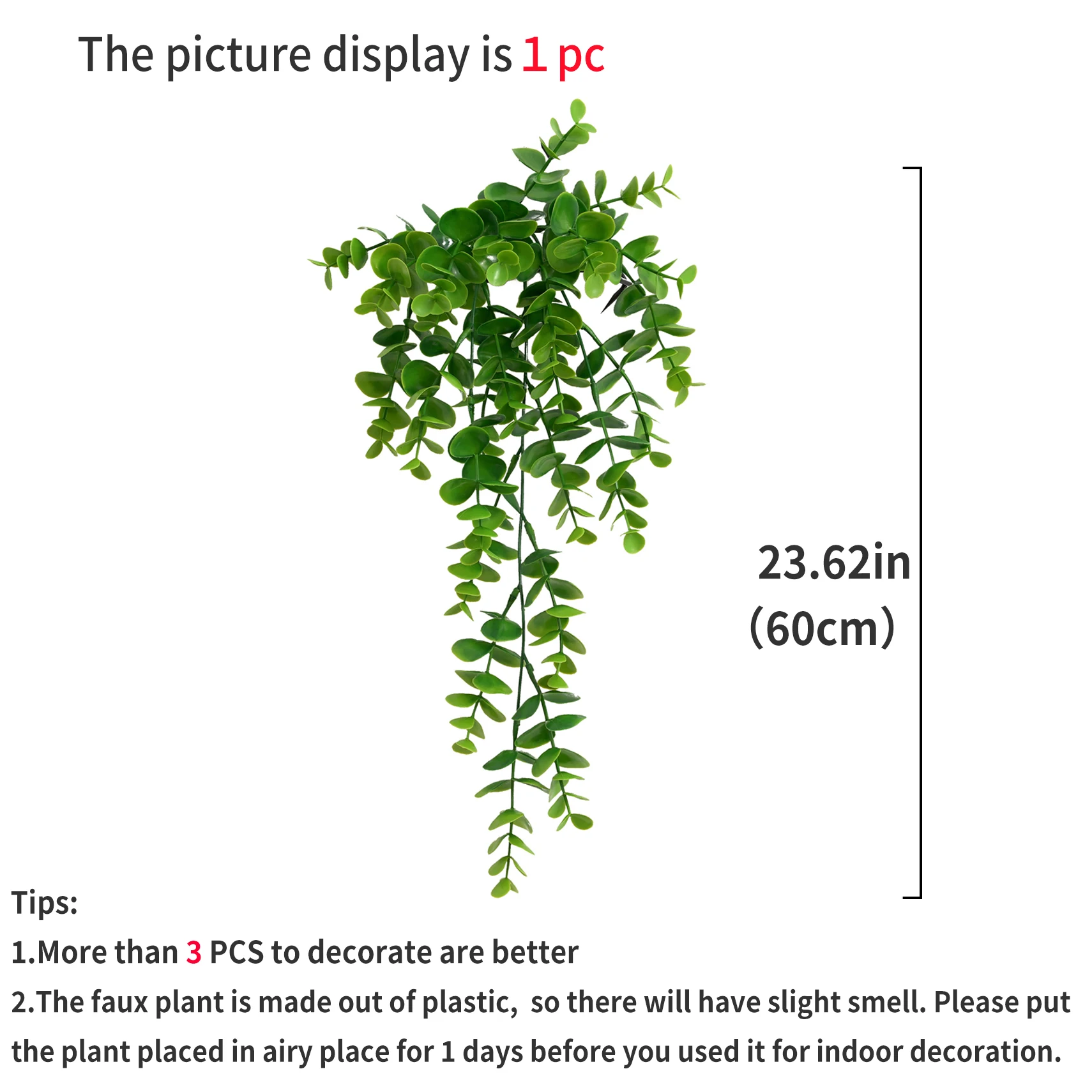 1PC 60CM Artificial Plants Eucalyptus Vine for Home Outdoor Garden Party Winter Wedding Christmas Decoration Cheap Fake Flowers