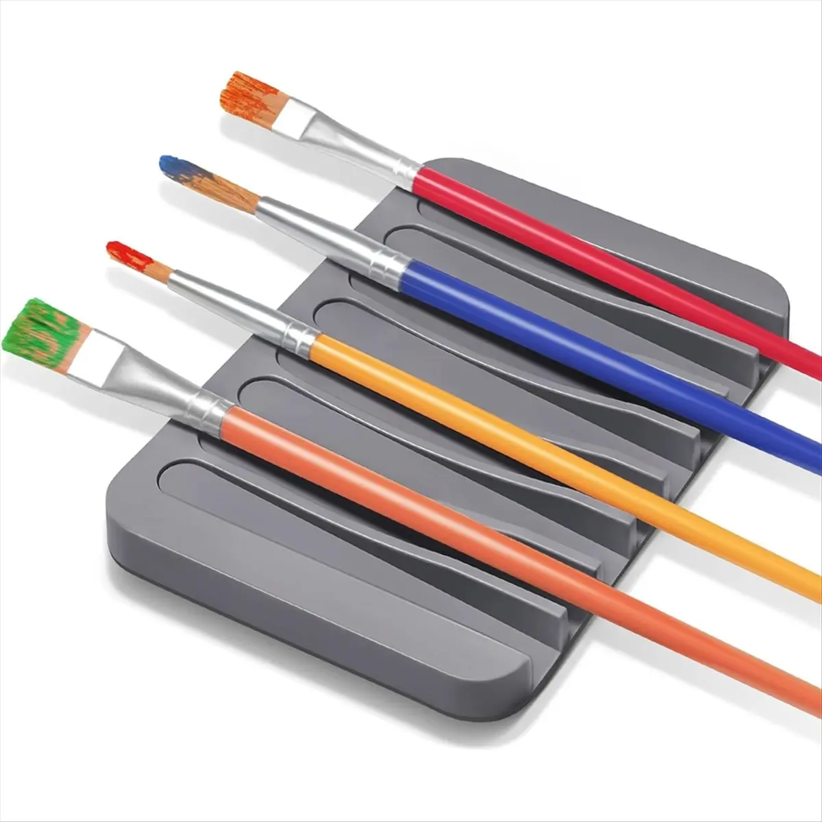AA14 2 Pcs Paint Brush Holder with 8 Slots, Washable Silicone Brush Rinse Cleaner, Paintbrush Organizer Display Stand