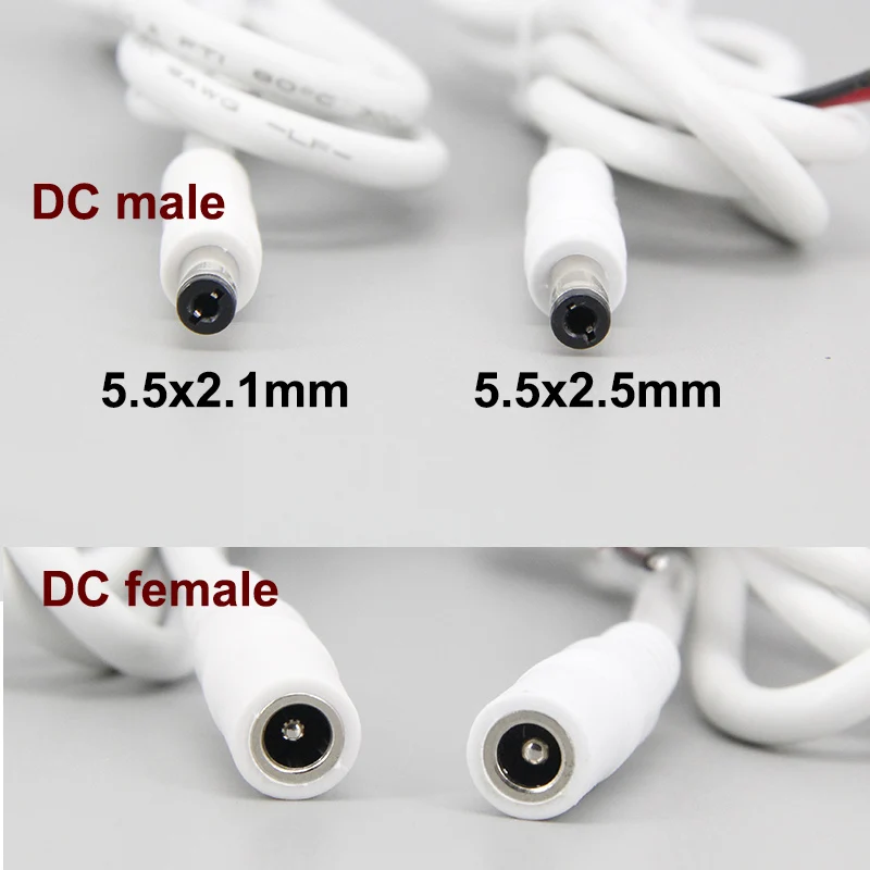 18awg 7A DC Male Cable DC Female connector Power Supply extension Cord 5.5mmx2.1mm 5525 Copper 0.2m/1m Wire W28