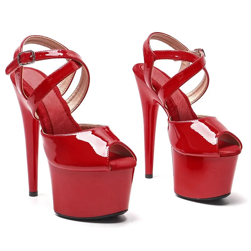 

Women Sexy 17cm/7inch High Heels Waterproof Platform Sandals Peep Toe Pole Dance Dress Sandals 092