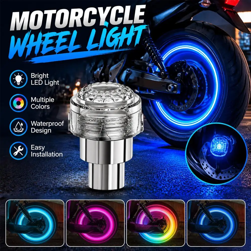 Motorcycle RGB Wheel Neon Light Universal Bike Tire Valve Cap Light Waterproof LED Flash Lamp E-BikeTire Valve Night Decor