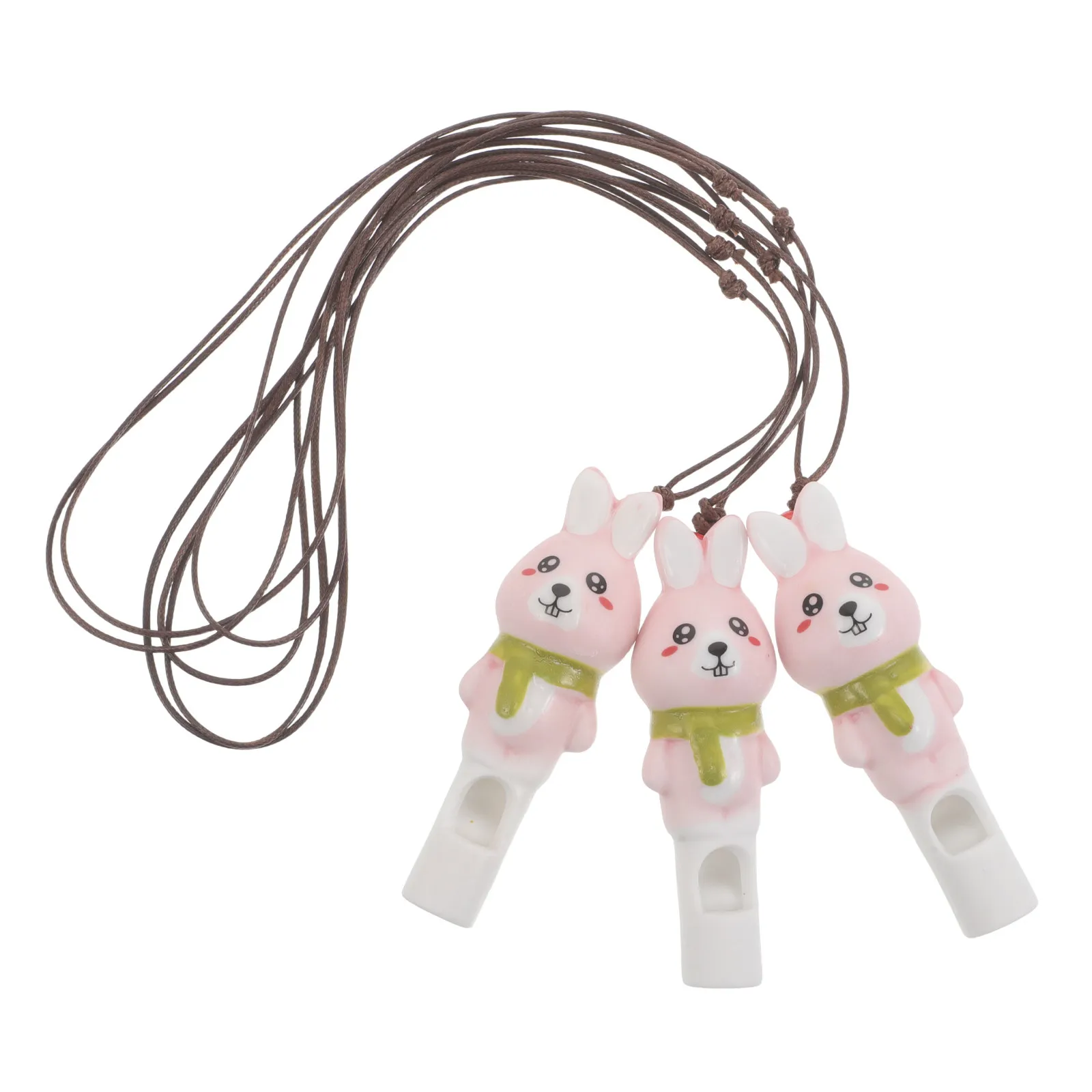 

3Pcs Ceramic Bunny Whistle Party Favor Cute Rabbit Pendant Kids Backpack Accessory Outdoor Camping Decorative Whistle Necklace
