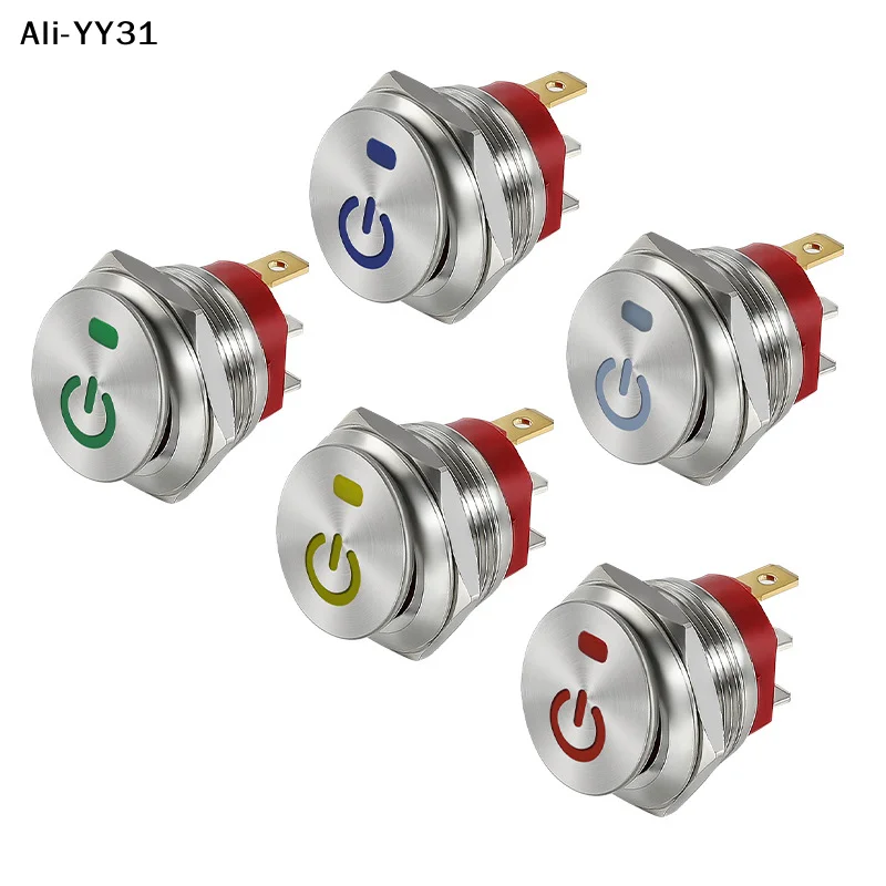 22MM Button Stainless Steel Rocker Switch 12-24V/20A Toggle Switch 220V/15A ON-OFF Self-locking 3-Pin Button Apply To Car Boat