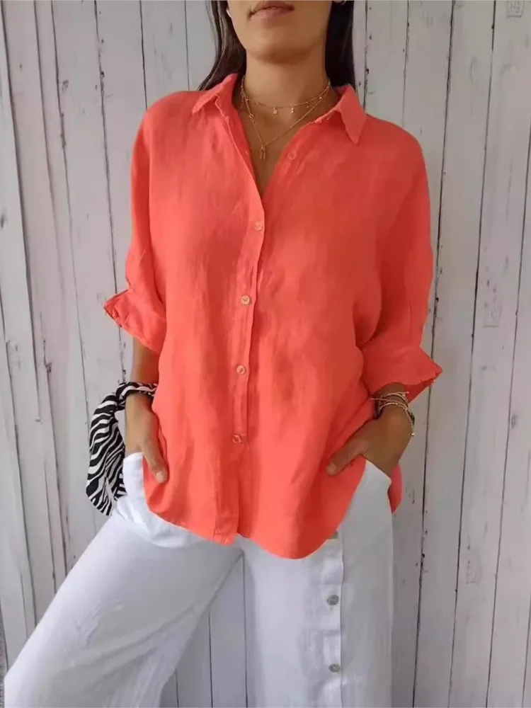 Spring New Solid Color Shirts Women Fashion Simple Style Back Slit Bowknot Leace-up Shirt Blouses Casual Lady Commuting Clothing