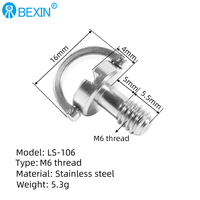 BEXIN camera mounting screw M6 thread made of iron or stainless steel, used for tripod monopod quick release plate screw