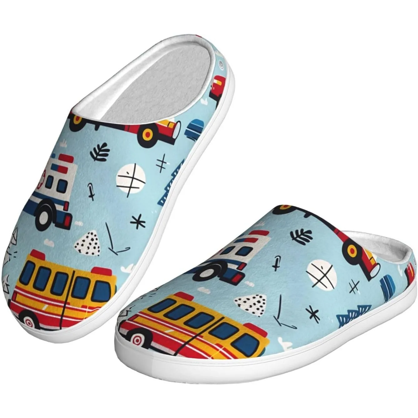 

Colorful Emergency Vehicles Women’s Cozy Slippers Soft Cotton Indoor & Outdoor House Slippers With Anti-Slip Sole