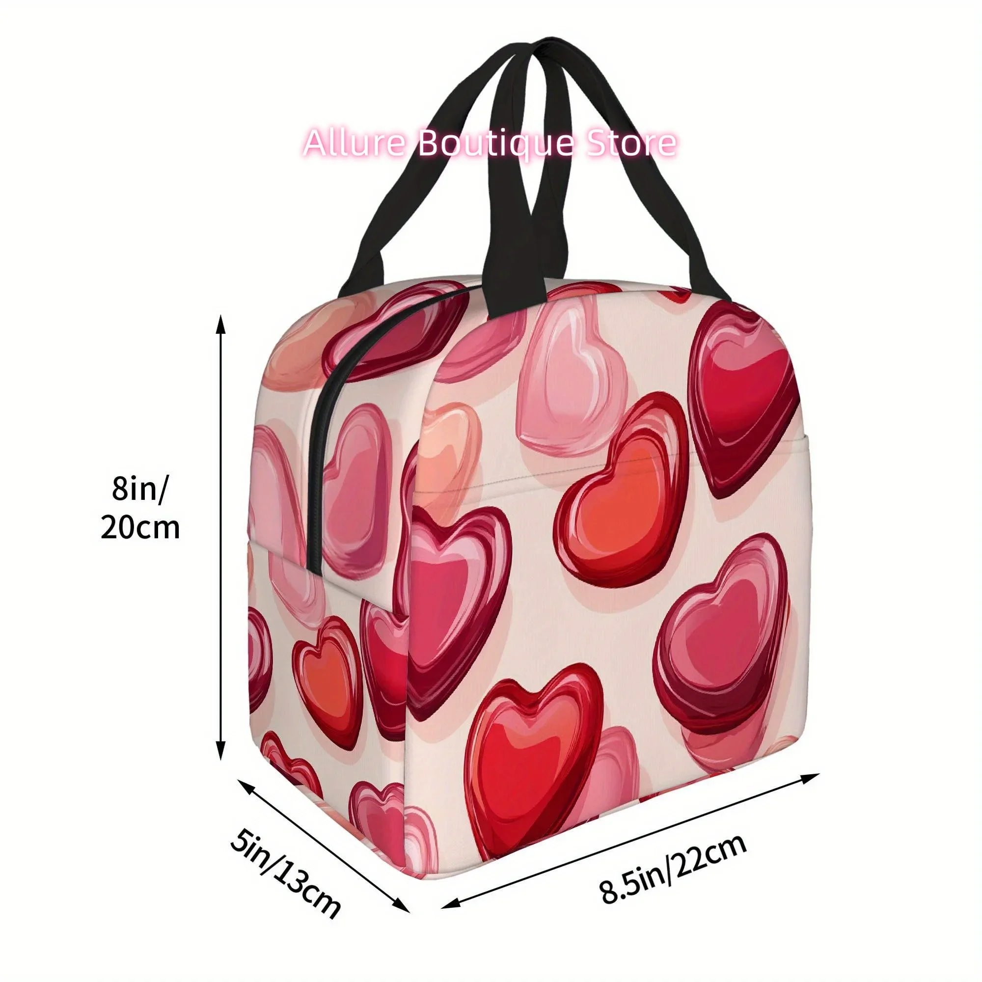 1pc, Colorful Heart Shapes Pattern Background Printed Thermal Bag Insulation Bag Insulated Bag, No Food Contact, Suitable for Ho
