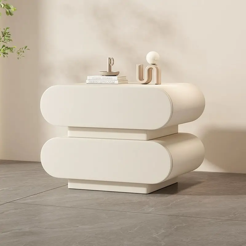 

Прикроватная тумбочка из цельного дерева Cream Wind, простая современная кожаная тумбочка премиум-класса для спальни и дома