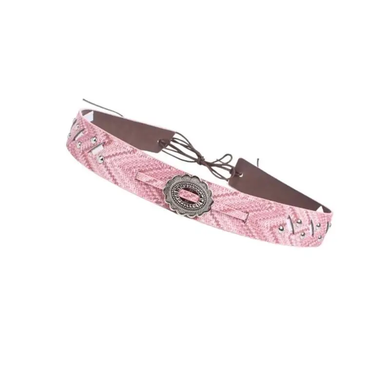 

652F Modern Embossed Belt Headbands Personality Fashion Belt Handmade Weaving Belt Fashion Waist Accessory
