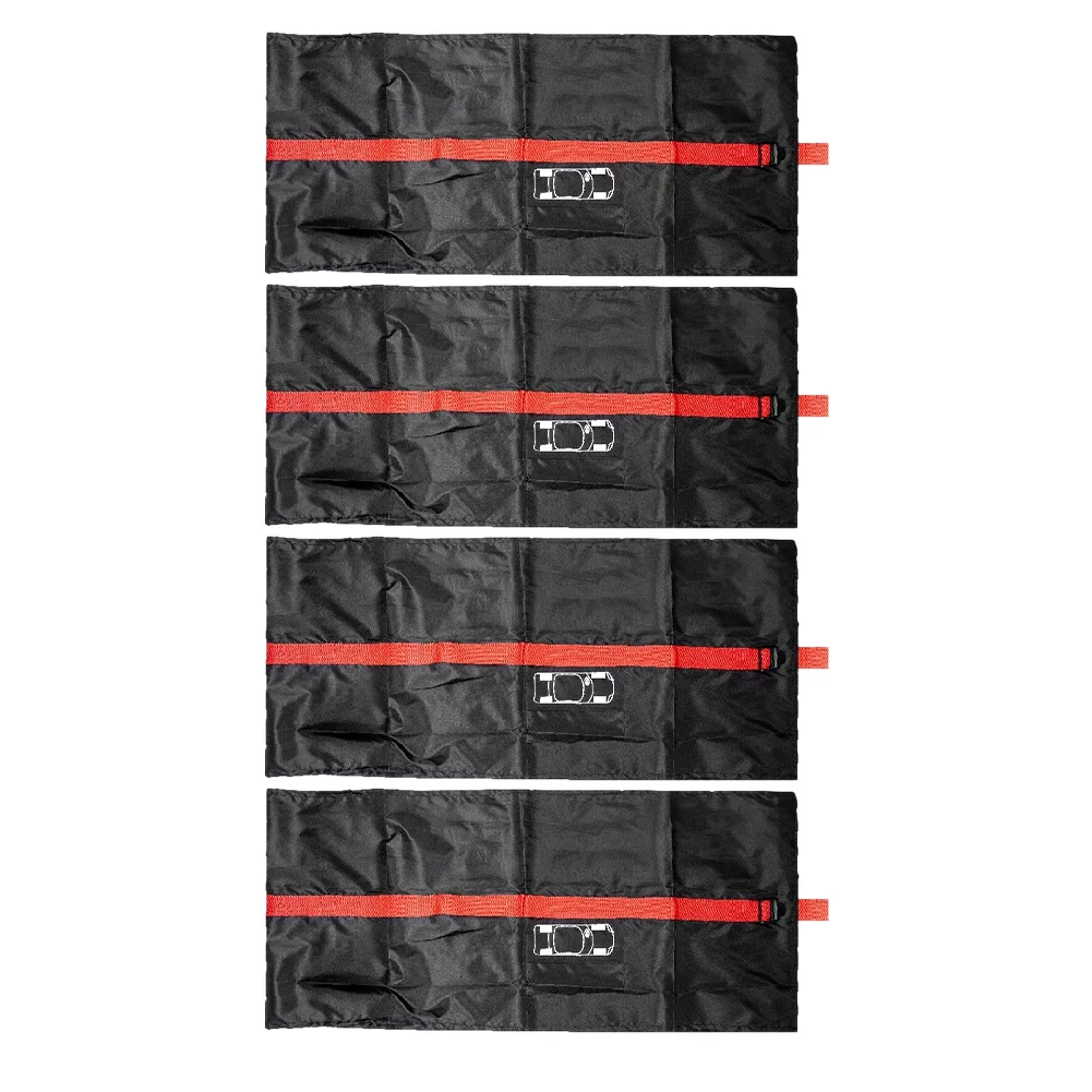 4 Pieces Tire Storage Bags Red and Black Waterproof Dustproof Covers for 18 to 22 Inch Tires with Adjustable Fit