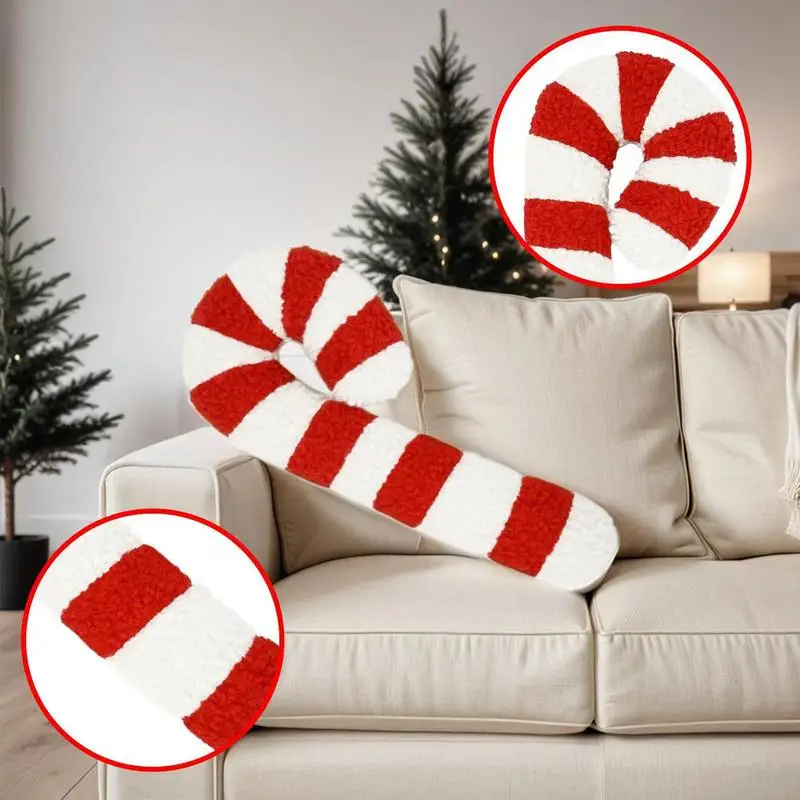 Christmas Candy Cane Throw Pillow Soft Sofa Cushion Festival Heteromorphic Decorative Pillow Doll For Christmas Decoration 2024