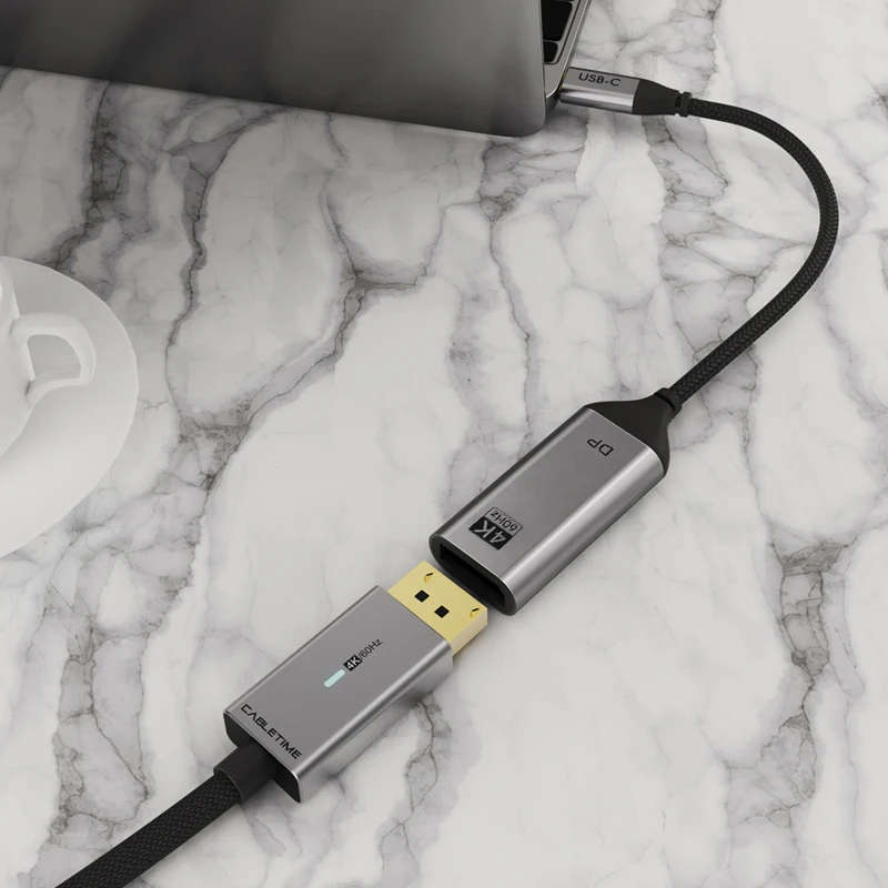 CABLETIME USB C to DP Adapter Type C to Displayport Adapter 21.6Gbps HD Video Transmission for Laptop Monitor