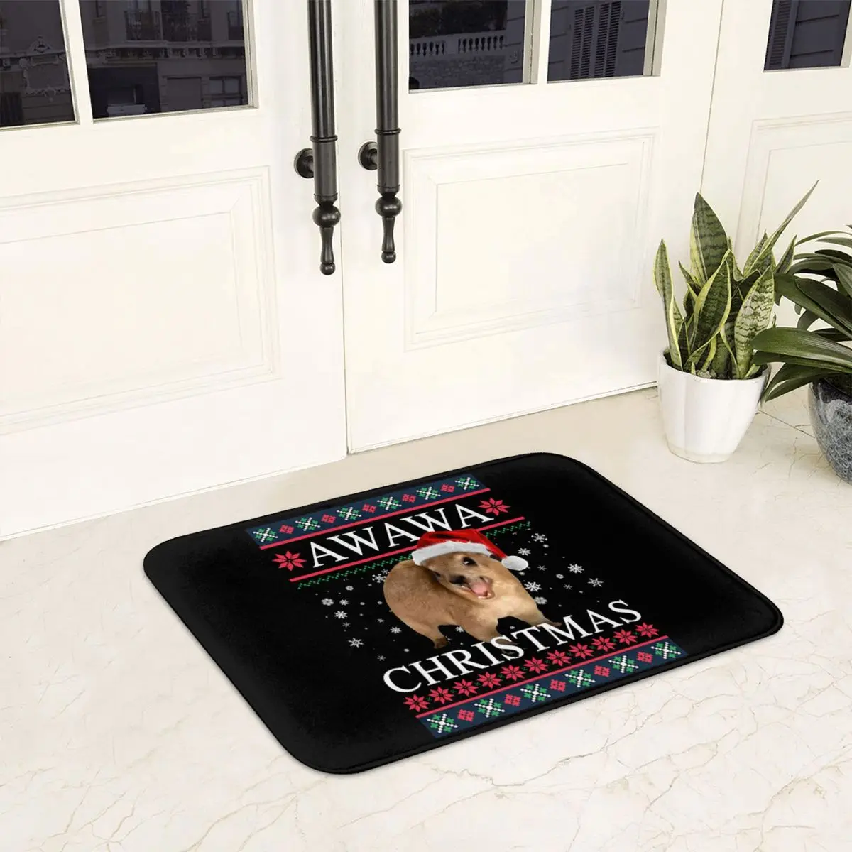 Rock Hyrax Merry Christmas Ugly Style Anti-slip Doormat Floor Mat Carpet Rug for Kitchen Entrance Home Living room Footpad Mats