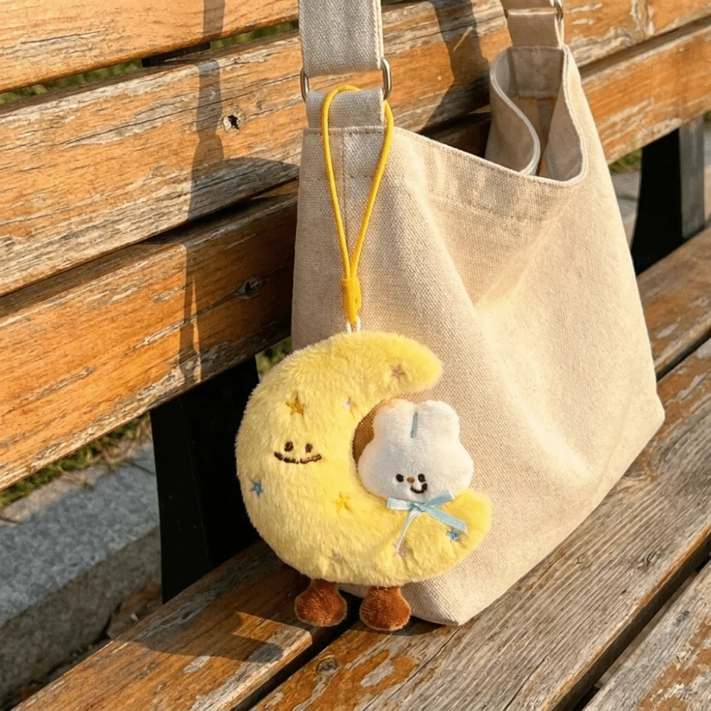 Fashion Cute Moon Pendant Versatile Soft Cloud Hanging Decoration Bunny Cartoon Mooncake Keychain Bag Decoration