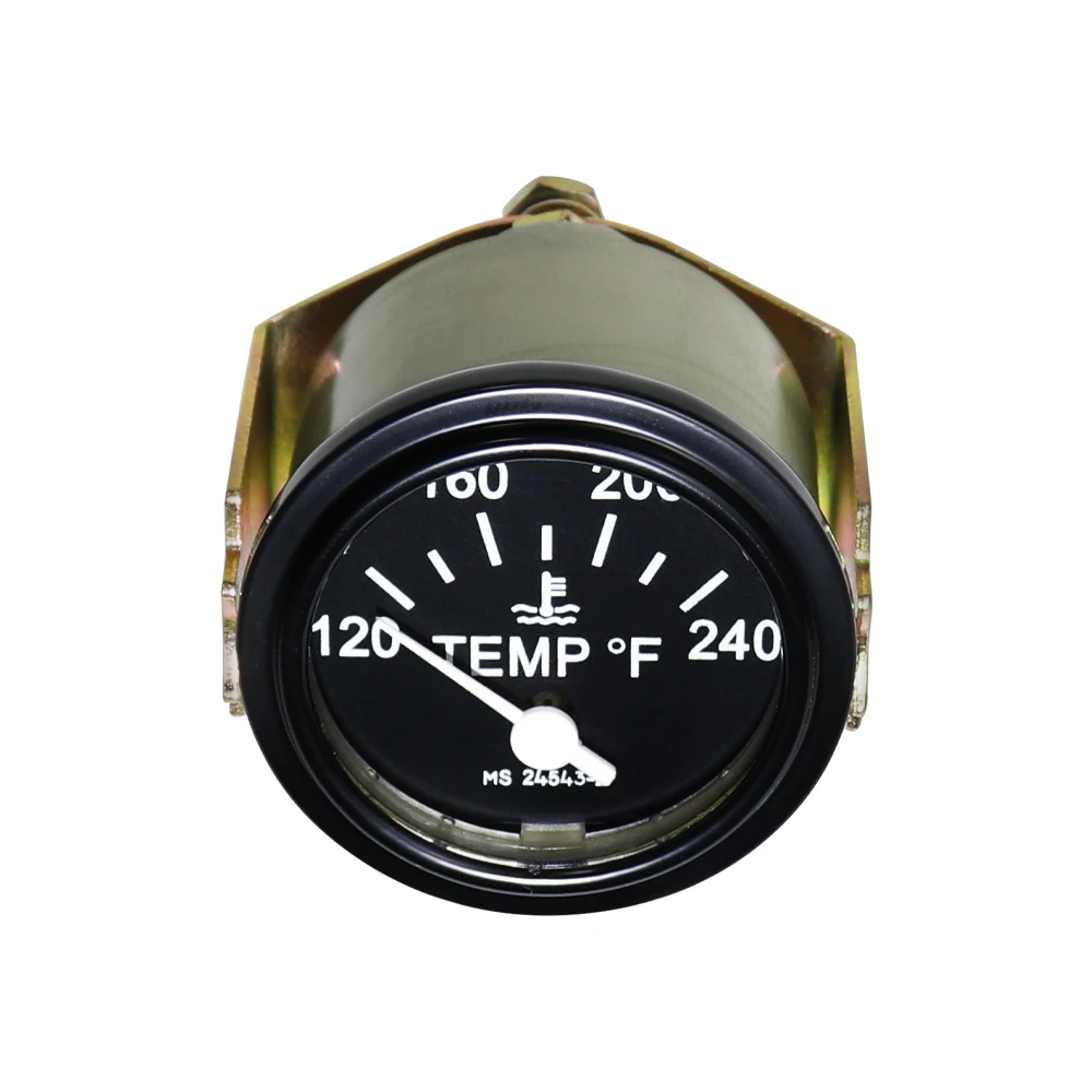 52mm 2' Water Temperature Gauge Temperature 120-240℉ Pointer Water Thermometer Black Shell Indicator for Hummer OEM MS 24543-2