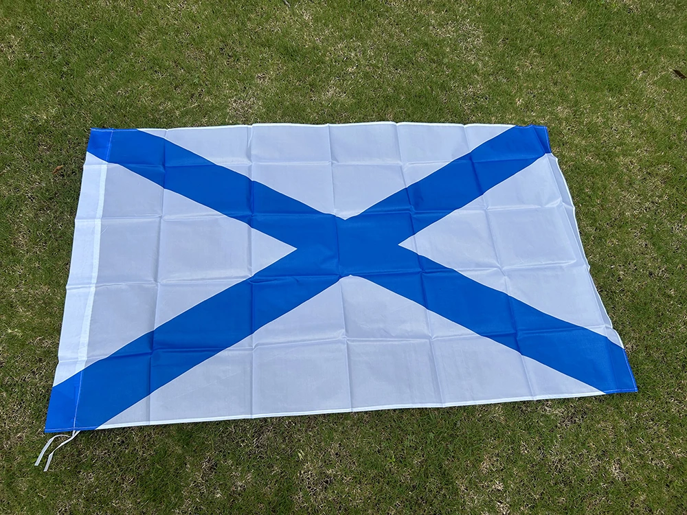 (SKY FLAG) Russische Flagge 90X150CM Polyester Russische Armee Militär Marine Corps Saint Andrew Andreevskiy Saltire Marineflagge – Detail 2