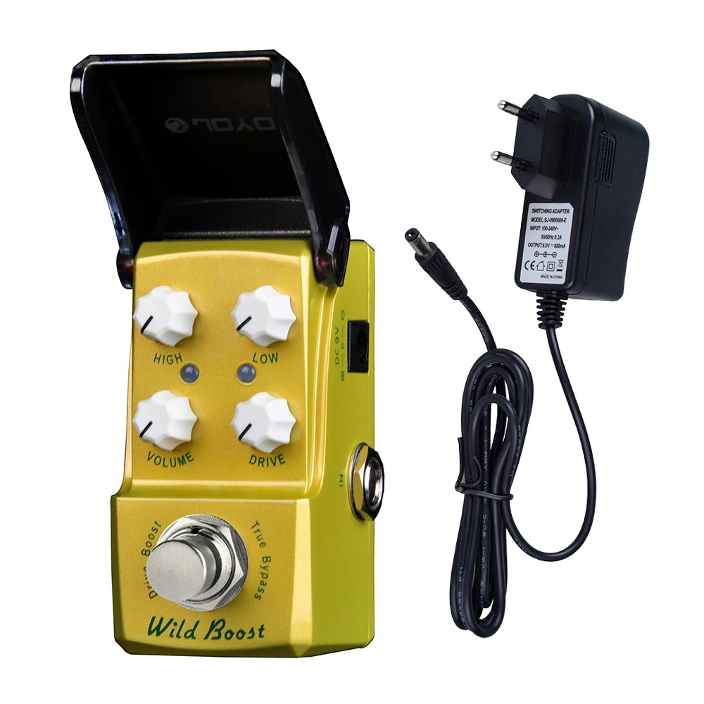 JOYO JF-302 WILD BOOST: een gitaarpedaal met een actieve EQ voor lage en hoge frequenties (±12 dB) en instellingen voor volume en drive, voor een intensieve en opwindende klank.
