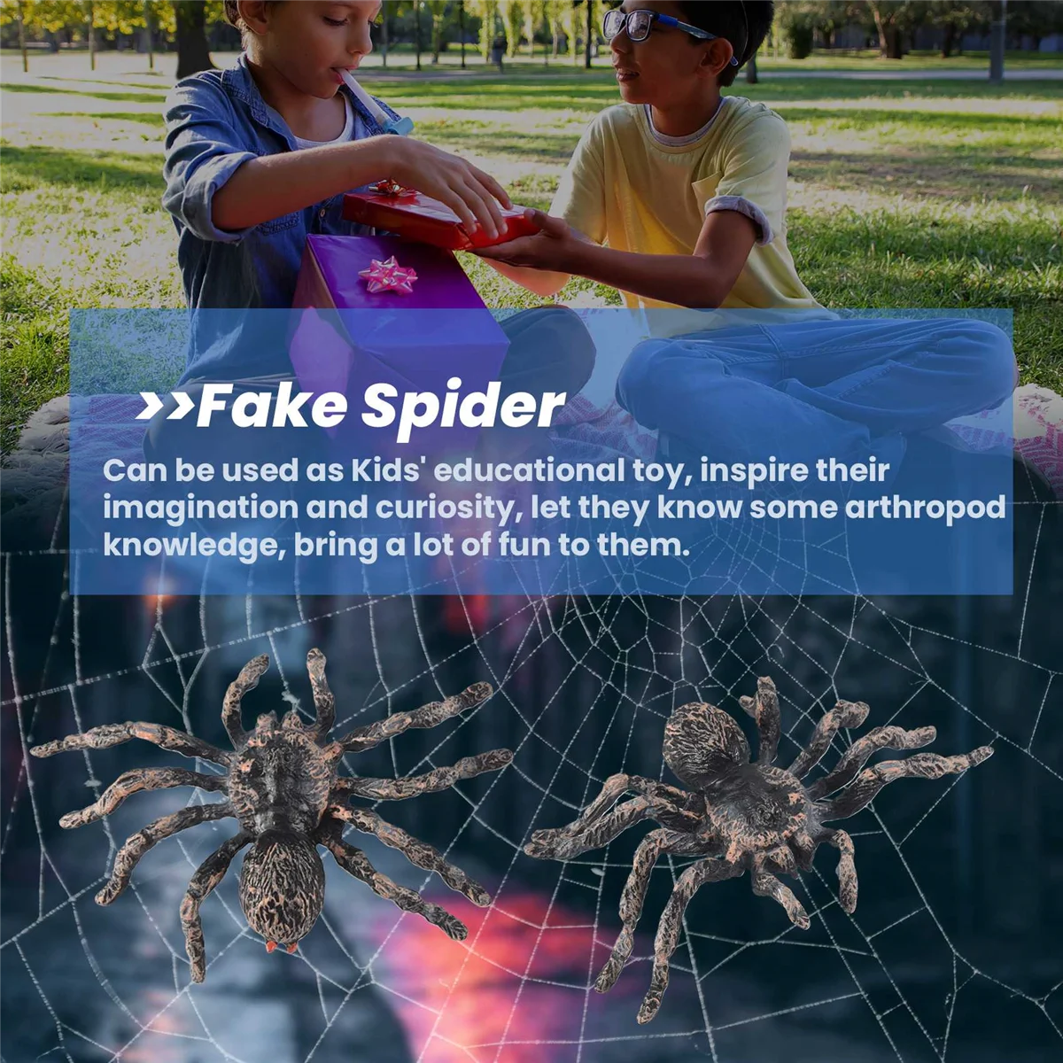 2 szt. 9,5 cm duży fałszywy realistyczny pająk owad zabawkowy model zabawny Halloween straszny rekwizyt