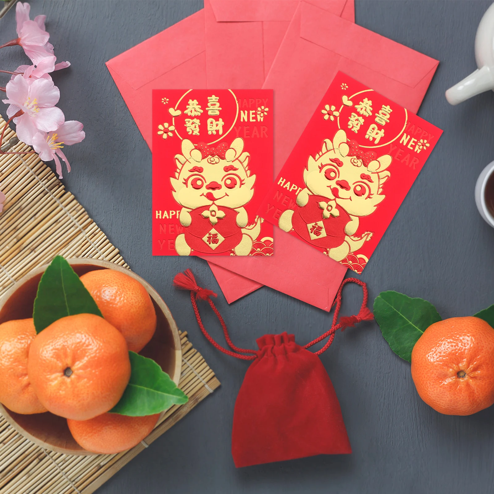 

30pcs Red Envelope Bags 2024 Dragon Year Lucky Money Packets 8x11.5cm Chinese New Year Gift Spring Festival Red Envelopes T3312