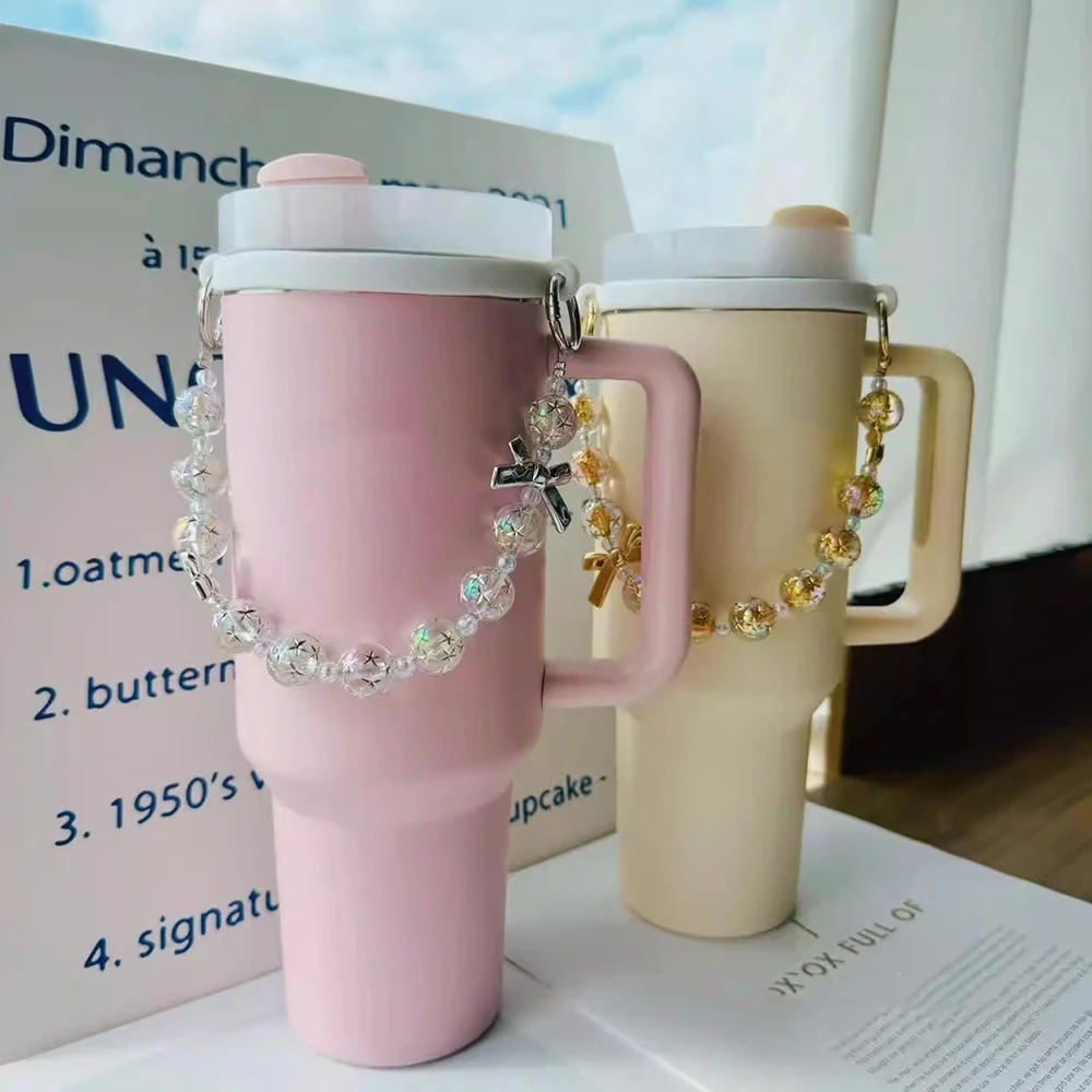 

Luxury Beads Water Bottle Carrier Tumbler Handle Strap For Stanley Cup 40/30 oz Accessories Thermos Cups Sling Holder With Strap