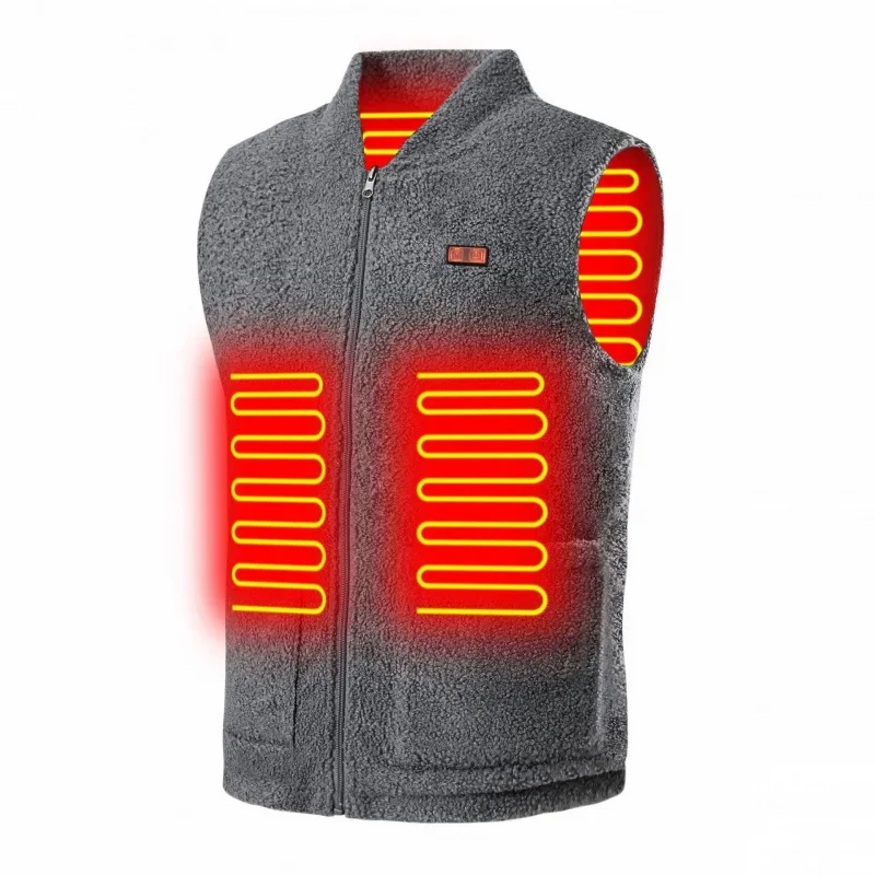 2025. New Adult USB Charging Vest Plush Integrated Casual Warm Waistcoat Smart Electric Heating Clothing Thermal Wear