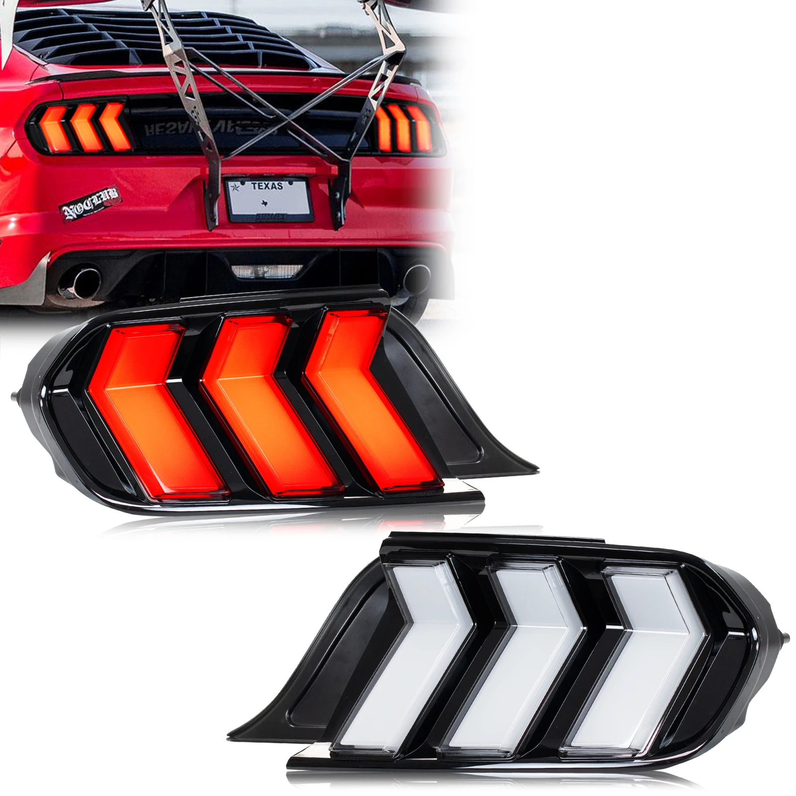 

Светодиодные задние фонари Euro для Ford Mustang 2015-2023 S550 GT, последовательный указатель поворота, динамическая анимация, прозрачные задние фонари в сборе