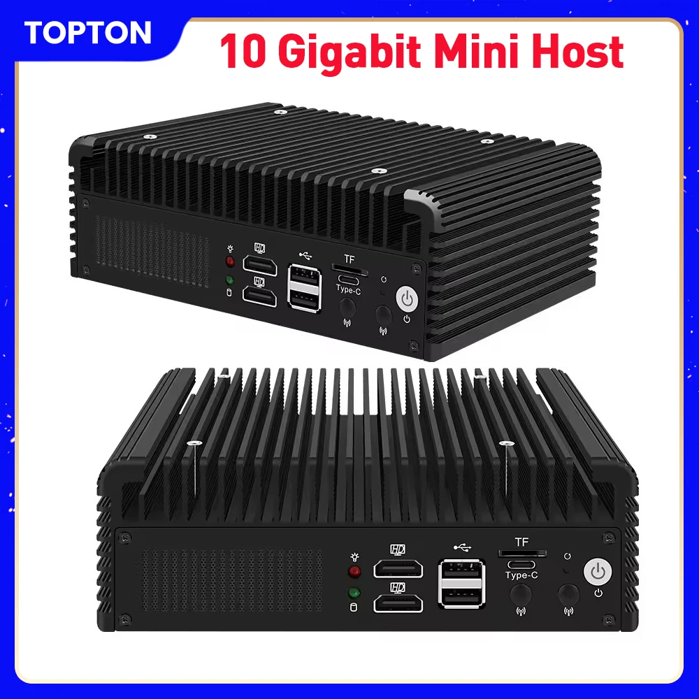 Topton Solid Firewall Mini PC Intel i3 N305 N100 2x/1x 10G LANs SFP + 2x2,5G i226-V, computadora NVMe 2 * SATA Proxmox NAS servidor doméstico
