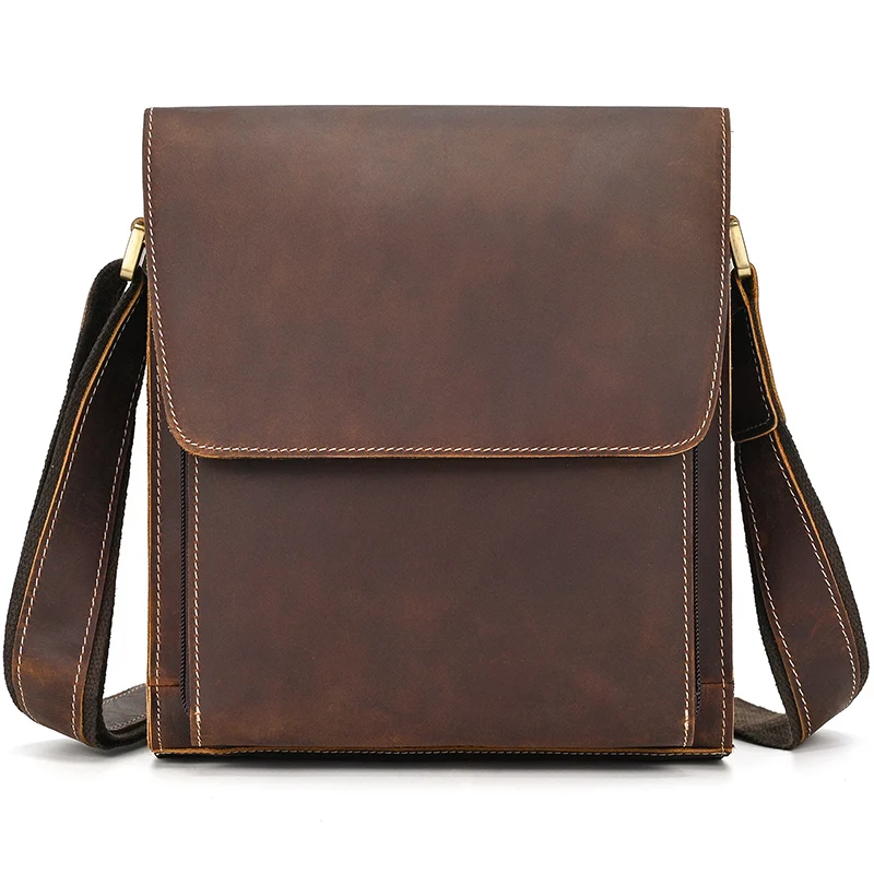 Bolso de hombre de cuero genuino de marca de moda de MAHEU bolsos de hombro de piel de vaca Natural para hombre bolso bandolera Casual de gran