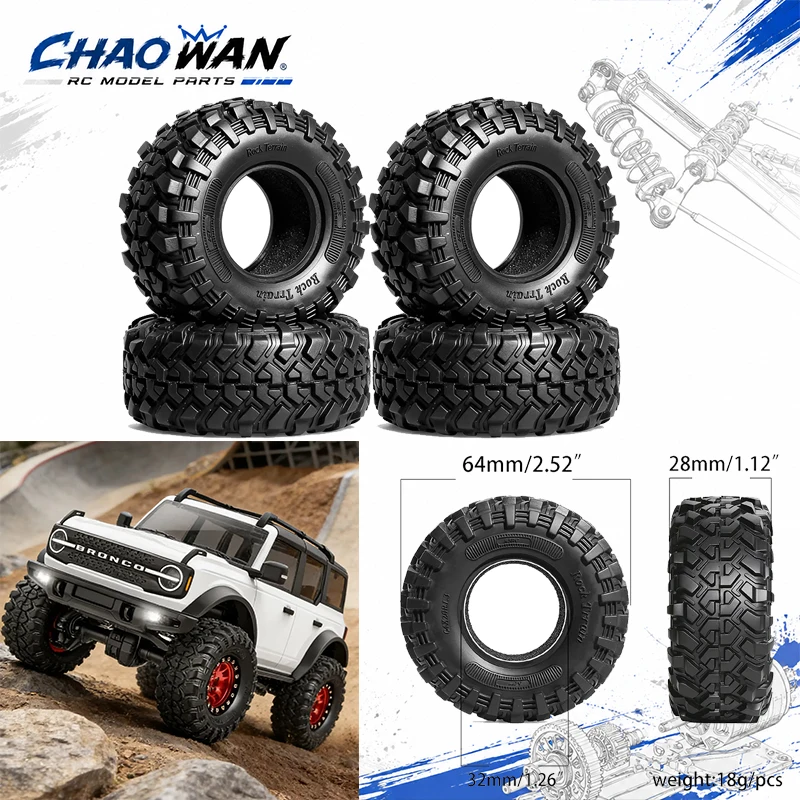 4Pcs 1.3in Soft Sticky Rubber Crawler Tires for 1/18 1/24 TRX4M SCX24 Off-Road Vehicle Tyres