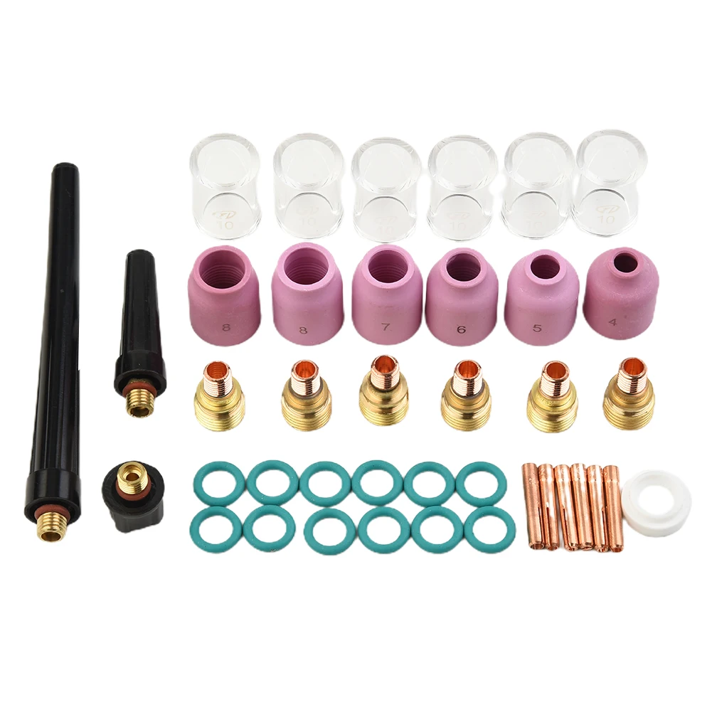 Compatible with Lin coln PTA 9 PTA 9V PTW 20 Tig Welding Torches TIG Welding Torch Collet Gas Lens Glass Cup Kit