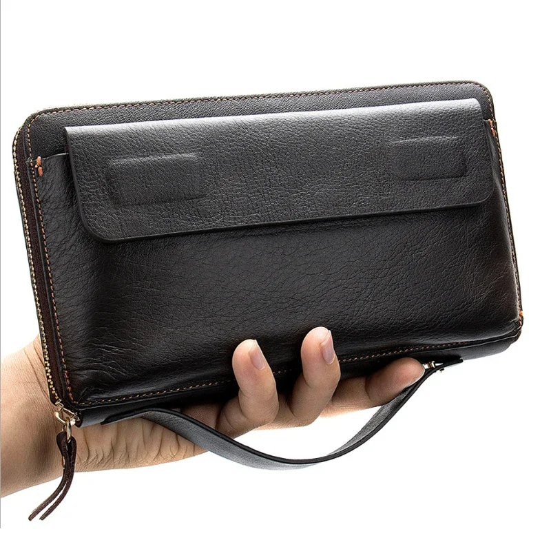 

Soft Genuine Leather Clutch Wallet men's long wallet leather wallet for business card bill cash top layer cowhide handbag